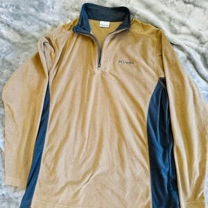 COLUMBIA MENS SIZE M FLEECE TAN\BROWN LONG SLEEVE
